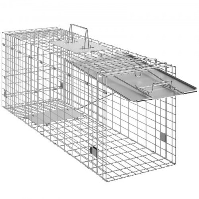 VEVOR Trampa para Animales 785x254x305 mm Jaula Plegable para Trampa para Gatos Alambre Galvanizado sin Crueldad con Asa Trampa para Conejos, Gatos Callejeros, Ardillas, Mapaches, Marmotas, Zarigüeyas