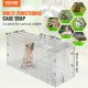 VEVOR Trampa para Animales 1067x406x457 mm Jaula Plegable para Trampa para Gatos Alambre Galvanizado sin Crueldad con Asa Trampa para Conejos, Gatos Callejeros, Ardillas, Mapaches, Marmotas, Zorros