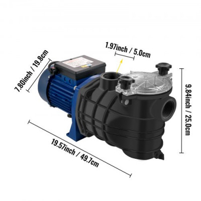 Bomba Piscina 750 W Bomba para Piscina 15,000 L / h Bomba Depuradora Piscina 230V 50Hz Bomba de Filtro para Piscina 3450 RPM Bomba de Circulación para Piscina Protección de Sobrecarga Térmica