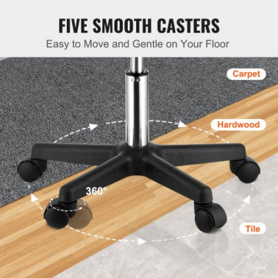 VEVOR Taburete de Oficina Carga de 181 kg Taburete con Ruedas Rotación de 360​​° Altura Ajustable de 46-60,5 cm Silla con Ruedas Cojín Grueso 10 cm Cubierto con Cuero de PU para Salón Clínica Oficina