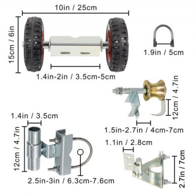 Kit para puerta corredera de acero inoxidable inoxidable galvanizado Kit para puerta rodante desinfectante 18 x 31,5 x 30cm Kit de herrajes para puerta