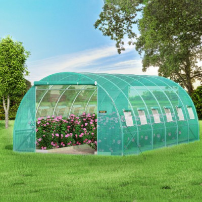 Invernadero de Túnel 6,1 x 3 x 2,1 m Invernadero de Jardín Tipo Túnel con 12 Ventanas y 2 Puertas Marco de Acero Invernadero Caseta de Jardín Huerto Verde para Cultivo de Plantas Flores Verduras