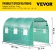 Buy Tunnel Greenhouse 3.7 x 2.1 x 2.1 m Tunnel Garden Greenhouse with 6 Mesh Windows Steel Frame Greenhouse Garden Shed White Orchard for Growing Plants Flowers Vegetables