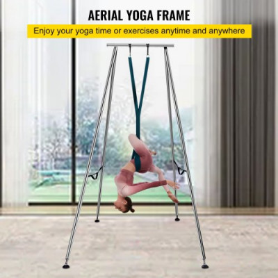 Columpio de Yoga con Tela Elástica de Yoga Verde Oscuro de 6 m, Hamaca de Yoga de Tubo de Acero, Yoga Aéreo de Carga Máxima 250 kg Soporte Adecuado para Pilates con Cinturones Elásticos de Yoga