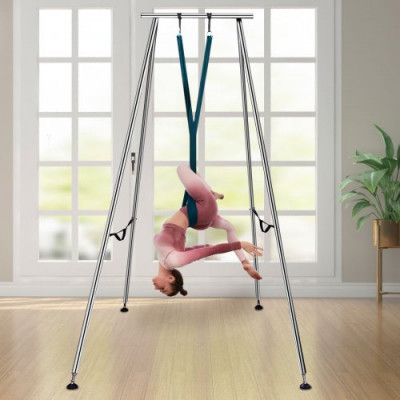 Columpio de Yoga con Tela Elástica de Yoga Verde Oscuro de 6 m, Hamaca de Yoga de Tubo de Acero, Yoga Aéreo de Carga Máxima 250 kg Soporte Adecuado para Pilates con Cinturones Elásticos de Yoga