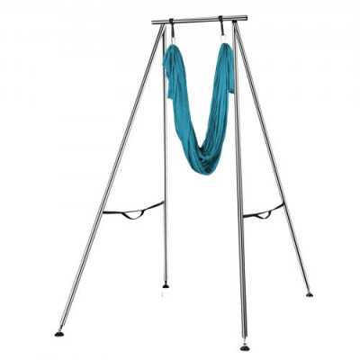 Columpio de Yoga con Tela Elástica de Yoga Verde Oscuro de 6 m, Hamaca de Yoga de Tubo de Acero, Yoga Aéreo de Carga Máxima 250 kg Soporte Adecuado para Pilates con Cinturones Elásticos de Yoga