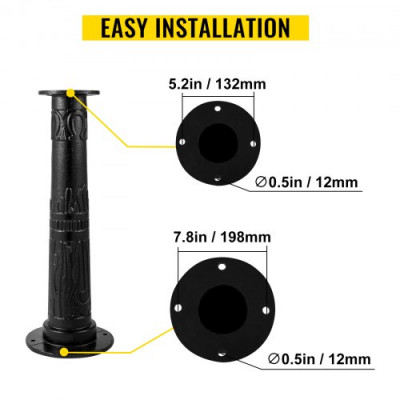 Soporte de Bomba Manual de Hierro Fundido 23,7 x 23,7 x 66 cm Soporte para Bomba de Agua de Mano 15,5 kg Estructura Estable Soporte de Bomba de Mano para Jardín con Pintura en Aerosol, Negro