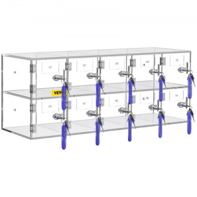 VEVOR Caja de casillero acrílico para teléfono celular, gabinete de almacenamiento con bolsillo para llaves, 10 ranuras, transparente