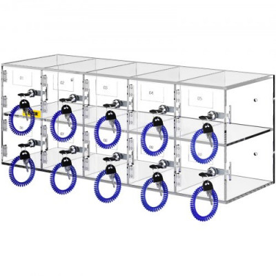 VEVOR Caja de casillero acrílico para teléfono celular, gabinete de almacenamiento con bolsillo para llaves, 10 ranuras, transparente