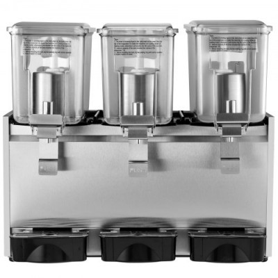 Máquina de Dispensador de Bebida 36 L, Máquina de Bebidas Frío con Tanques 12 L * 3, Máquina de Dispensador de Jugo 270 W, Máquina de Bebidas Frías de Acero Inoxidable Temperatura 5-12℃