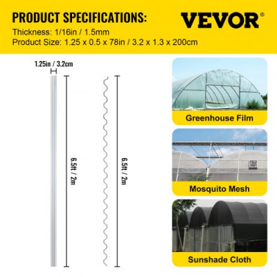 VEVOR-alambre de movimiento para invernadero y bloqueo de resorte de aleación de aluminio, canal en U, 6,56 pies, 40 Uds.