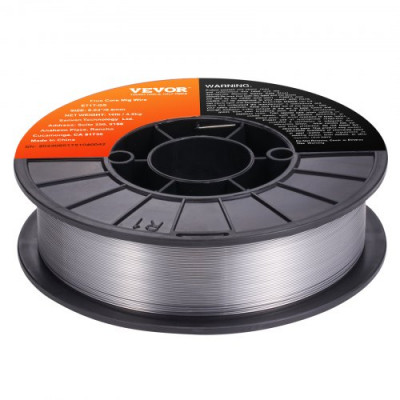 VEVOR Alambre de Soldadura MIG 0,8mm E71T-GS Bobina de Alambre de Soldadura de Núcleo Fundente Acero Blando sin Gas 200mm Resistencia a Tracción 560 MPa Arco Estable de Baja Salpicadura para Soldadura