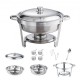 Comprar 4 PCS Calentador de Alimentos 4 Bandejas de 5,38 L Calentador de Combustible Buffet de Acero Inoxidable Recipiente Redondo Mantiene Caliente para Servir Buffet de Autoservicio Catering de Hotel