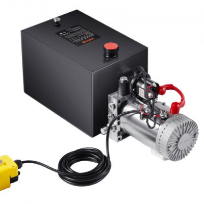 VEVOR Bomba Hidráulica DC 12 V 11 L Unidad Hidráulica de Acción Única Flujo de Aceite 3,44 L/min Presión Máxima de Descarga 22 MPa para Volquete, Plataforma Elevadora, Remolque, Elevación y Descarga