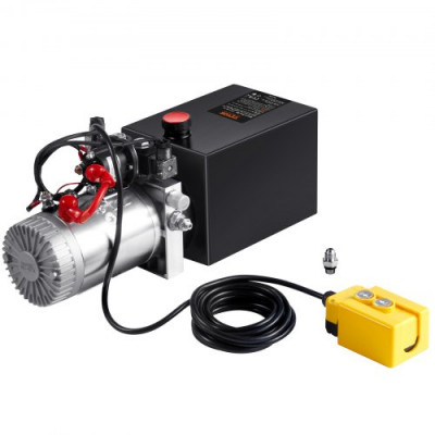 VEVOR Bomba Hidráulica DC 12 V 9,5 L Unidad Hidráulica de Doble Acción Flujo de Aceite 3,44 L/min Presión Máxima de Descarga 22 MPa para Volquete, Plataforma Elevadora, Remolque, Elevación y Descarga