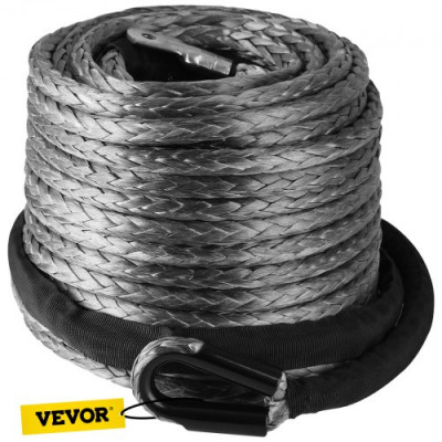 Cuerda de Cable de Cabrestante Sintética, 28,95 m x 9,5 mm Fuerza de Resistencia 20500 lb Línea de Cabrestante Sintética, Peso Bruto 4 kg Gris Cuerda de Cabrestante Sintética para Camión ATV