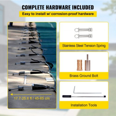 Cubierta de Seguridad para Piscina Tamaño de Cubierta 5,47 x 11,47 m, Cobertor de Piscina Tamaño de Piscina 4,87 x 11 m, Lona de Piscina, para Todo Tipo de Piscinas como Hogar, Jardín, Hotel