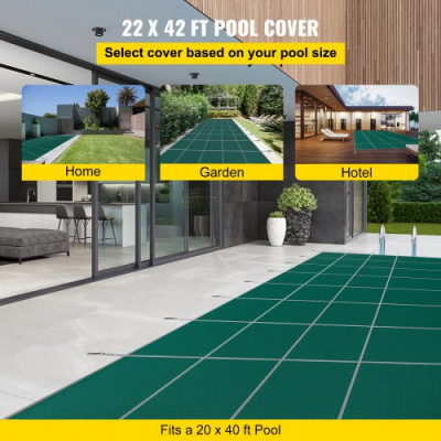 Cubierta rectangular de seguridad para piscina, sección de paso verde, 4x8 pies, invierno al aire libre