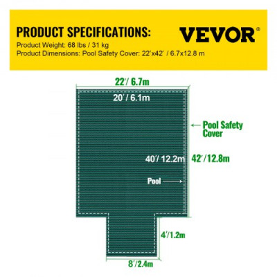Cubierta rectangular de seguridad para piscina, sección de paso verde, 4x8 pies, invierno al aire libre