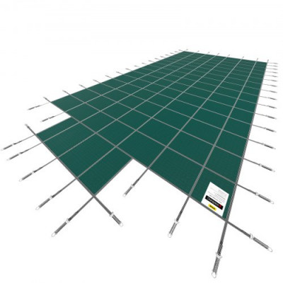 Cubierta rectangular de seguridad para piscina, sección de paso verde, 4x8 pies, invierno al aire libre