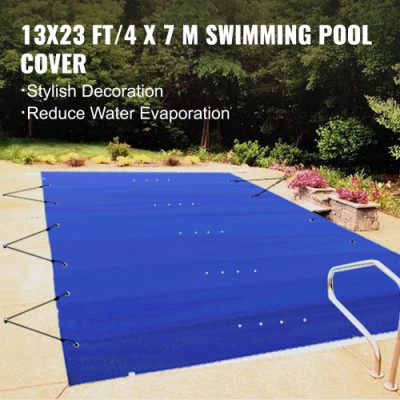 Cubierta de Seguridad para Piscina, Tamaño de 4 x 7 m Cobertor de Piscina Rectangular, Tamaño de Piscina de 3,7 x 6,7 m Lona de Piscina de PVC Azul, Fácil de Instalar y Prevenir Escombros