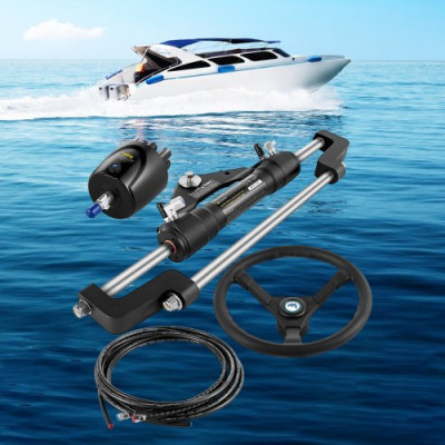 VEVOR Kit de dirección hidráulica para barco 300HP, kit de dirección hidráulica bomba de timón, kit de dirección hidráulica fueraborda con manguera de dirección hidráulica de 20 pies para sistema de d