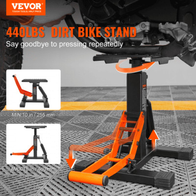 VEVOR Gato para Moto Carga de 200 kg Altura de Elevación 25,5-46 cm Elevador Hidráulico con Sillines Antideslizantes Mesa Elevadora para Moto Elevación Rápida para Mantenimiento ATV Taller Garaje