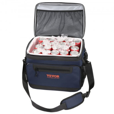 VEVOR Bolsa Térmica 24 Latas Nevera Portátil Impermeable 31x23x24,5 cm Bolsa Nevera Oxford 600D PEVA con Cremallera Correa de Hombro Bolsa Nevera Lateral Blanda para Pícnic, Camping, Viajes, Playa