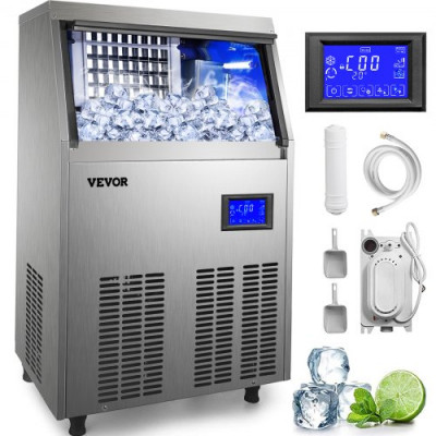 Fabricador De Hielo Máquina para Hacer Hielo Comercial 60KG/24H Acero Inoxidable ABS Panel de Control Inteligente Máquina para Fabricar Nieve