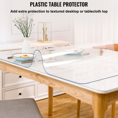 Mantel Transparente de PVC Impermeable 2,4 x 1,1 m, Mantel de Plástico Transparente Grueso con Espesor 2 mm, Mantel Transparente Rectangular Resistente al Agua para Mesa de Cocina, Escritorios