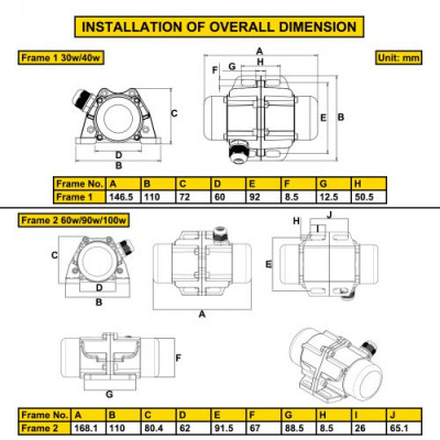 Motor Vibratorio 30W, Motor de Vibración Asynchronous 30W, Motor Vibración, Motor de Vibración Asynchronous Monofásico, Motor Vibrador Eléctrico, para Aplicación en Minería, Metalurgia