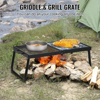 VEVOR Parrilla Plegable para Fogata 57x28,5x23 cm Parrilla Portátil de Acero para Fuego de Campamento Equipo de Cocina para Fogata con Bolsa de Transporte con Patas Parrilla para Cocinar al Aire Libre