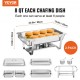 Comprar Juego de 2 platos de cocina de 8 cuartos de galón, de acero inoxidable con 2 sartenes completas y 4 de tamaño medio, servidor rectangular con tapa para bandeja de agua, soporte plegable para ban