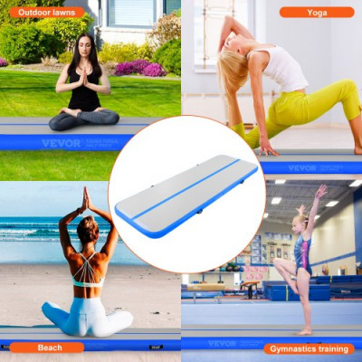 VEVOR Colchoneta Inflable de Gimnasia de 10 cm de Grosor, Pista de Acrobacia con Bomba eléctrica, Colchoneta de Entrenamiento para Uso doméstico/Gimnasio/Yoga/animadoras/Playa/Parque/Agua, 3 m, Azul