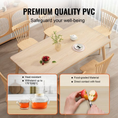 VEVOR Mantel Transparente Rectángulo 45,7x92,5 cm Mantel de PVC para Mesa Espesor de 1,5mm con Esquinas Redondeadas Protector de Mesa Impermeable 45x30cm Corta a Medida para Comedor Cocina Restaurante