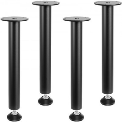 VEVOR Patas de Mesa 4 Piezas Patas de Escritorio Ajustables 40,6cm Capacidad de Carga 544kg de Acero Sólido Instalación Rápida Patas Resistentes de Muebles para Bricolaje Hogar Oficina Comedor, Negro