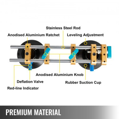 Herramienta de Instalación de Mármol, 1 par de 6'', Herramienta de Instalación de Encimera 3,5 kg, Herramienta de Costura de Ventosa para Unir y Nivelar Mármol, Granito, Piso, Espejo y Vidrio