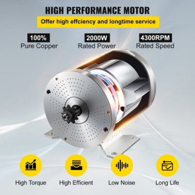 Motor sin Escobillas Motor Eléctrico para Go Kart 48V 2000W Motor con Controlador Perfecto para Scooter Eléctrico, Bicicleta Eléctrica, Bicicleta Eléctrica y Scooter Electrónico Etc.