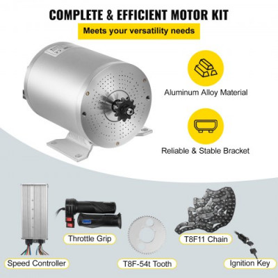 Kit de Motor sin Escobillas con Controlador 72 V 3000 W Motor Eléctrico CC 43 A 4900 RPM Alta Velocidad Kit de Conversión de Motor sin Escobillas 4,07 HP para Kart, Scooter, Bicicleta Eléctrica