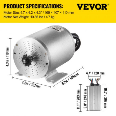 Kit de Motor sin Escobillas con Controlador 72 V 3000 W Motor Eléctrico CC 43 A 4900 RPM Alta Velocidad Kit de Conversión de Motor sin Escobillas 4,07 HP para Kart, Scooter, Bicicleta Eléctrica