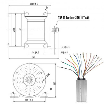 Kit de Motor sin Escobillas con Controlador 72 V 3000 W Motor Eléctrico CC 43 A 4900 RPM Alta Velocidad Kit de Conversión de Motor sin Escobillas 4,07 HP para Kart, Scooter, Bicicleta Eléctrica