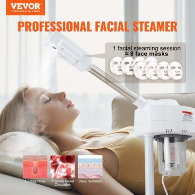 VEVOR Vaporizador facial Humidificador de vapor facial con niebla de ozono