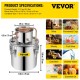 Buy Distilling Alcohol Water Distiller 11.4 L Stainless Steel 25 x 25 cm Rapid Cooling