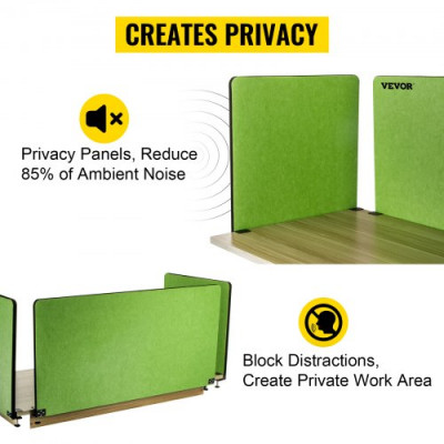 Panel de Privacidad de Oficina Verde 152x61cm 3 Paneles Divisor de Escritorio Espesor de Panel 20 mm Espesor de Escritorio Adecuado 10-35 mm Panel de Privacidad de Escritorio para Oficinas Aulas