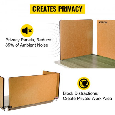 Panel de Privacidad de Oficina Amarillo 152x61 cm 3 Paneles Divisor de Escritorio Espesor de Panel 20mm Espesor de Escritorio Adecuado 10-35mm Panel de Privacidad de Escritorio para Oficina Aula