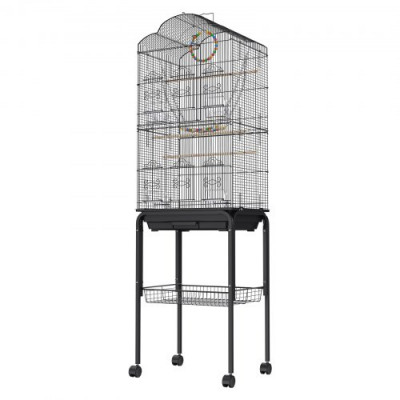 VEVOR Jaula de Vuelo para Pájaros 46 x 36 x 152,4 cm Jaula para Pájaros de Metal con Manija Lateral Puerta Segura Portátil Bandeja Desmontable Perchas Comederos para Pájaros Pequeños Cacatúas Loros