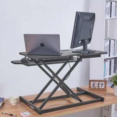 VEVOR Convertidor de Escritorio de Pie de 80x40 cm Mesa Elevable con Altura Ajustable 14-51 cm con Bandeja para Teclado de 79,5x30 cm Capacidad de 20 kg Soporte para Portátil Sentado para PC Monitor