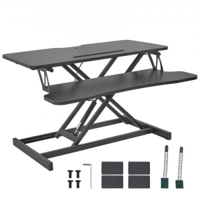 VEVOR Convertidor de Escritorio de Pie de 80x40 cm Mesa Elevable con Altura Ajustable 14-51 cm con Bandeja para Teclado de 79,5x30 cm Capacidad de 20 kg Soporte para Portátil Sentado para PC Monitor