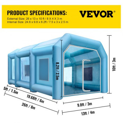 VEVOR  Cabina de Pintura Inflable 8 x 4 x 3 M Carpa Hinchable para Coche Tienda Inflable Cabina de Estacionamiento de Pintura Tienda Inflable de Campaña Cabina Inflable para Pintar el Coche