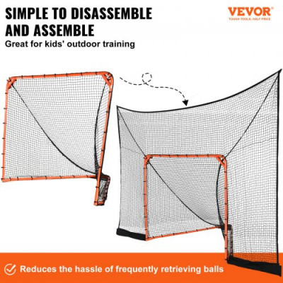 VEVOR Portería de Lacrosse con Cubierta Extendida Jaula de Lacrosse 3,6x2,8 m con Red y Bolsa de Transporte Equipo de Entrenamiento de Fácil Instalación en Patio Trasero, Jardín, Parque al Aire Libre